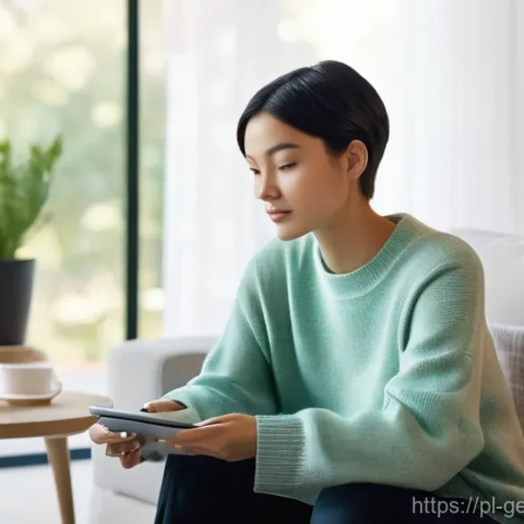 AI 사용에 대한 법적 책임 - **A Serene AI-Assisted Home Environment:** A young woman, appearing to be in her mid-20s, with short...