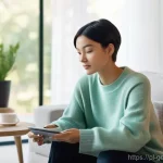 AI 사용에 대한 법적 책임 - **A Serene AI-Assisted Home Environment:** A young woman, appearing to be in her mid-20s, with short...