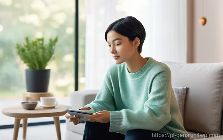 AI 사용에 대한 법적 책임 - **A Serene AI-Assisted Home Environment:** A young woman, appearing to be in her mid-20s, with short...