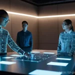 AI 개발자와 윤리적 책임 - **Prompt:** A diverse group of AI developers, men and women of various ethnicities and ages, are gat...