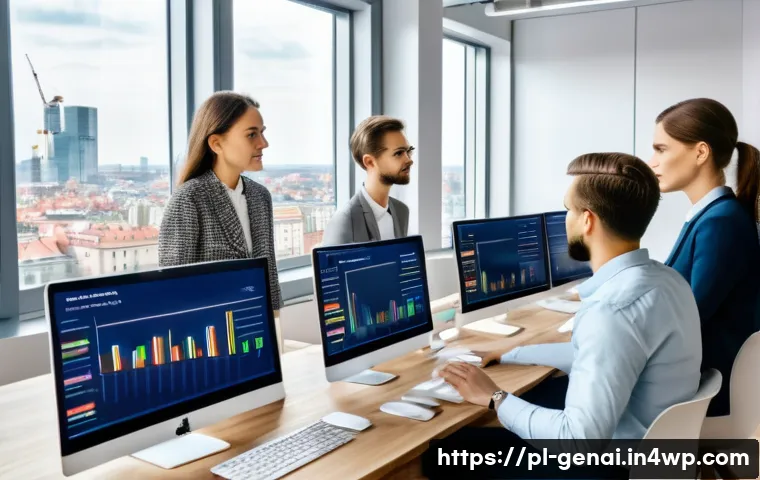 AI 기술과 차별의 문제 - A modern, diverse team of AI researchers and sociologists collaborating in a bright, spacious office...